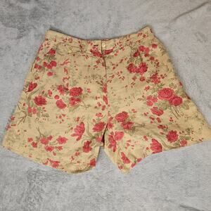 Ralph Lauren Floral Linen Shorts Women’s 10 High Rise Pleated Vintage Boho